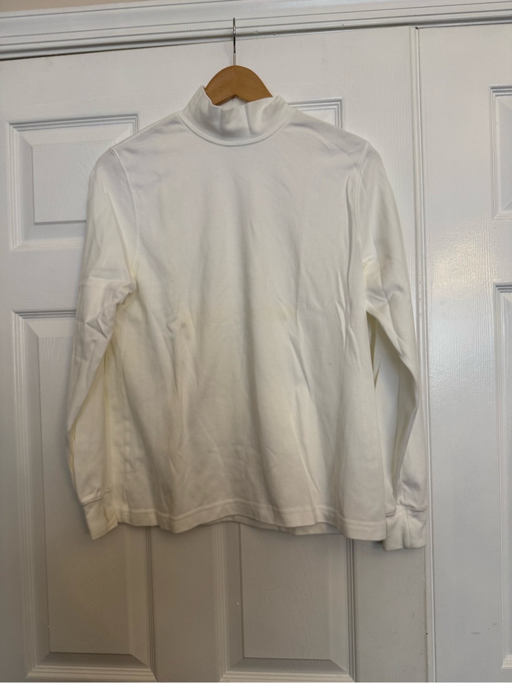 Lands' End White Mock Neck Long Sleeve Top - Classic Knit
